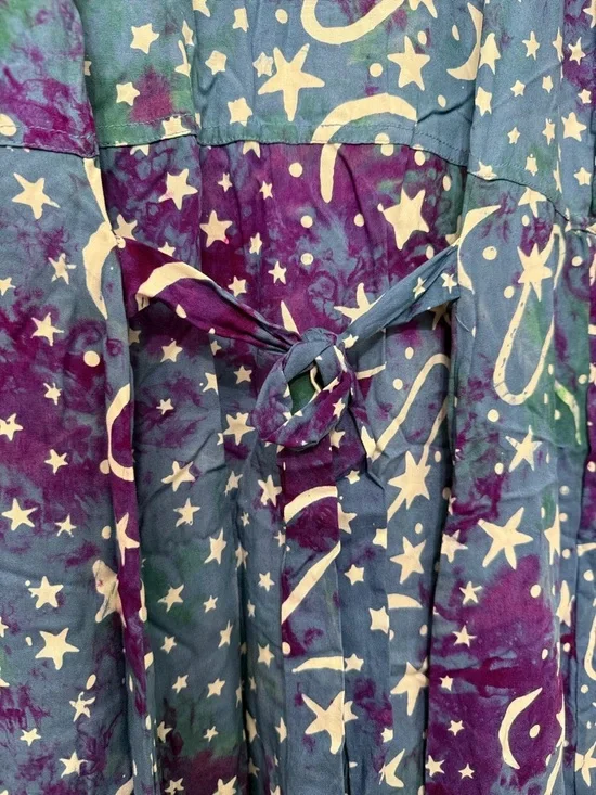 VINTAGE💥 Trade Wind Rayon Long Sleeve Maxi Button Celestial Dress - Picture 8 of 8